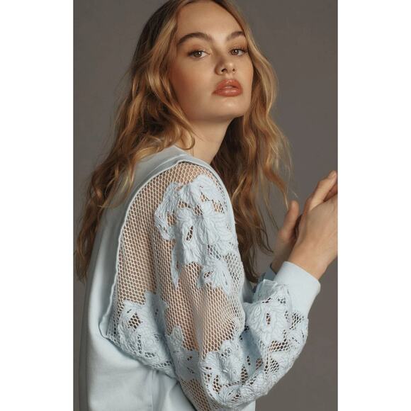 NWT Anthropologie Embroidered Cutwork Sweatshirt - Large - Picture 3 of 5